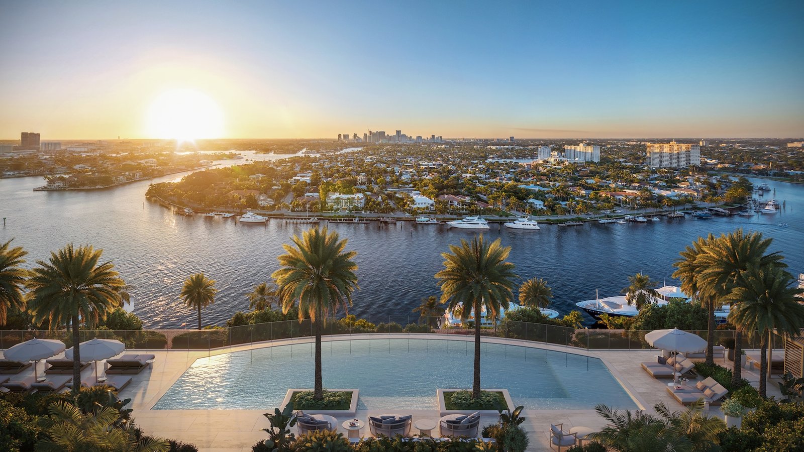 St. Regis Bahia Mar resort pool at sunset