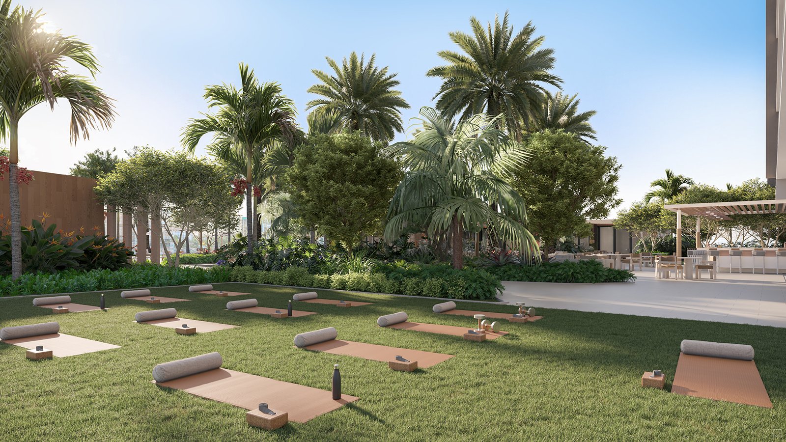 Icon Beach outdoor yoga and fitness lawn
