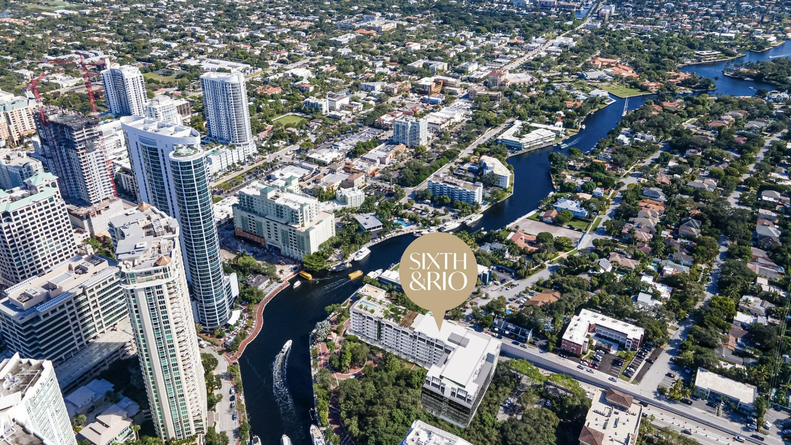 Sixth and Rio aerial location on the New River Fort Lauderdale